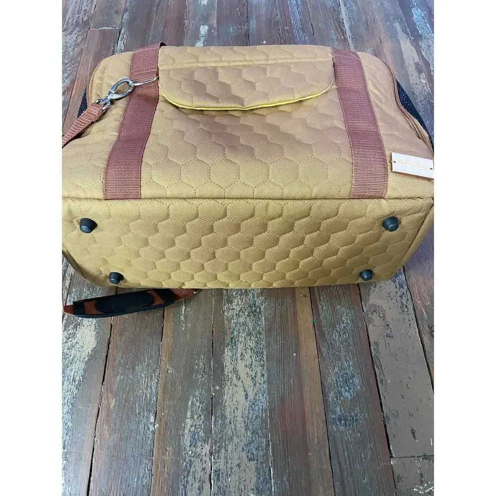 Muffin & Berry Quilted Pet Carrier Bag Tan Canvas Small Dog Cat Travel Tote